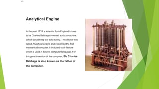 Analyst Engine introdection BASIC OF COMPUTER EDUCATION | PPTX