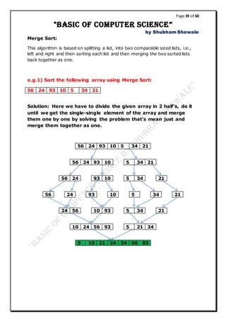 c++ merge sort algorithm guide | pdf | computer... Basic of COMPUTER SCIENCE Presented by Shubham Shewale.pdf