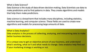 difference between dataanalyst  and datascience