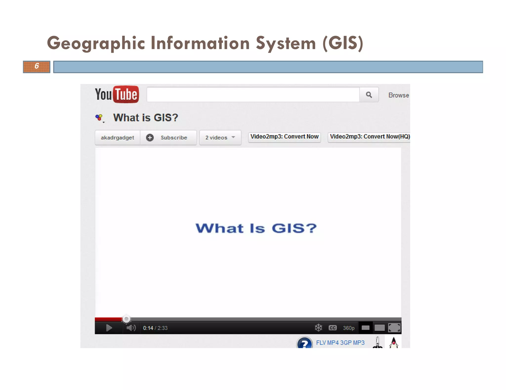 Geographic Information System (GIS)
6
 