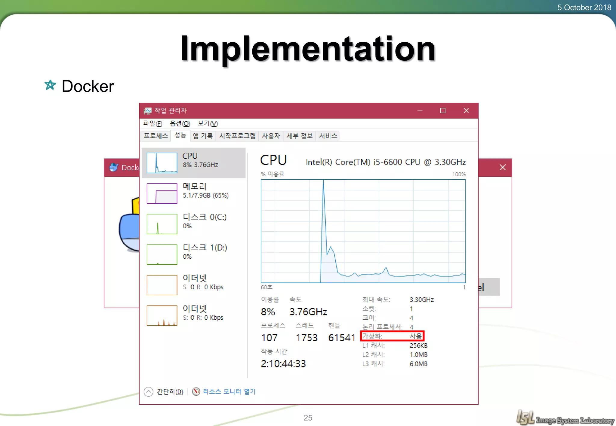 5 October 2018
25
Implementation
Docker
 