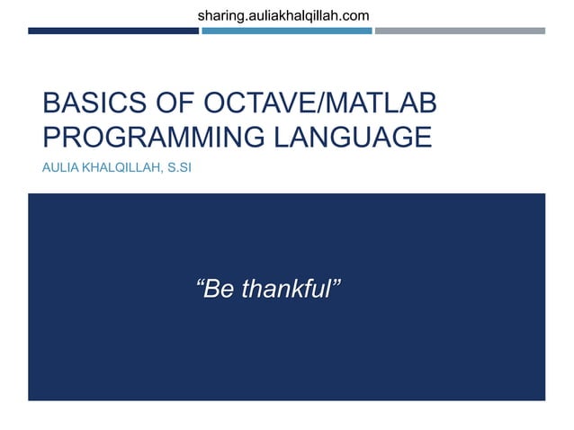 Basic of octave matlab programming language | PPT