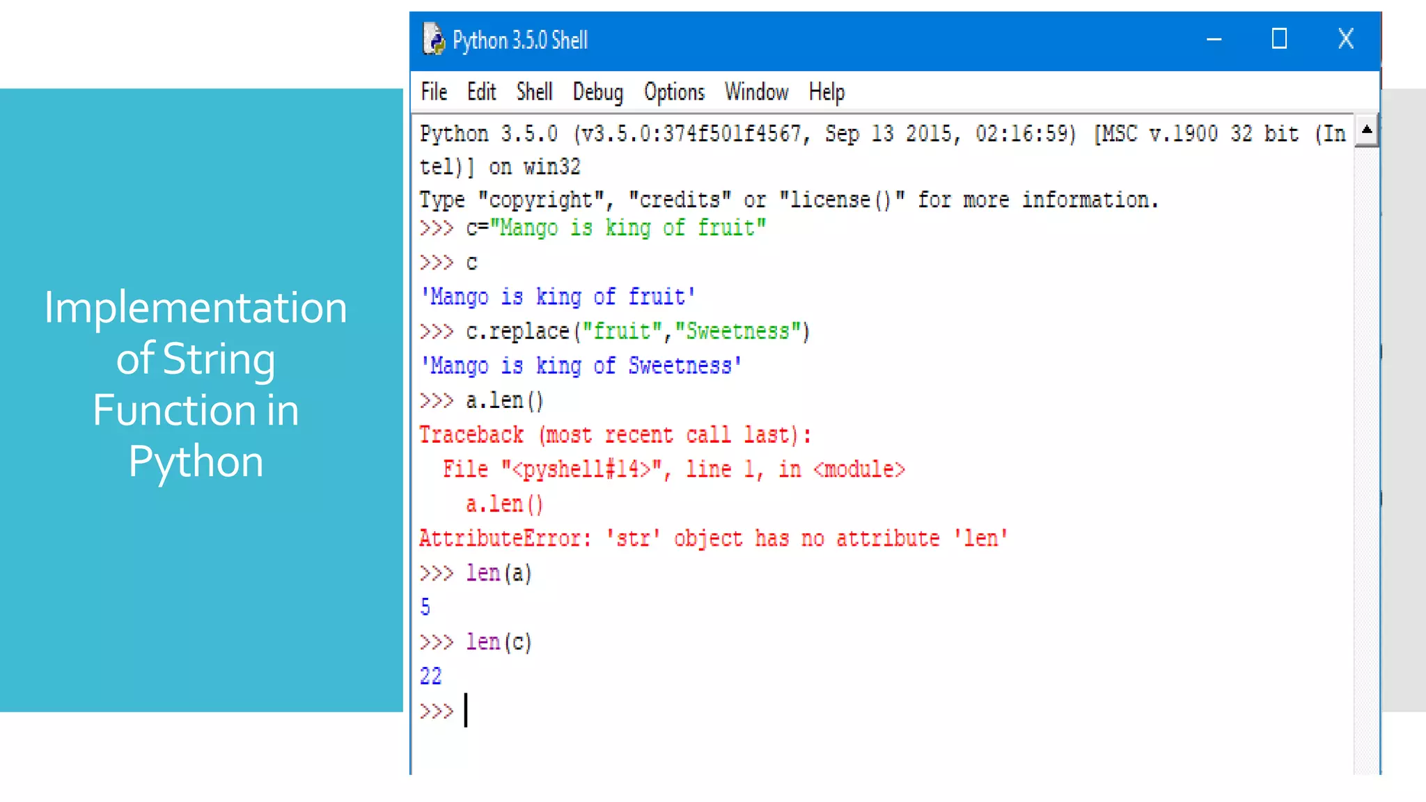 Implementation
ofString
Function in
Python
 