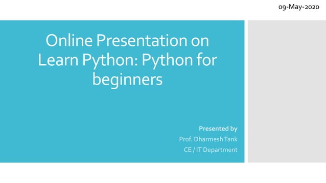 Basic of Python- Hands on Session | PPT