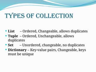 BASIC OF PYTHON COLLECTION and benefits.pptx