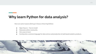 Basic of python for data analysis | PPTX