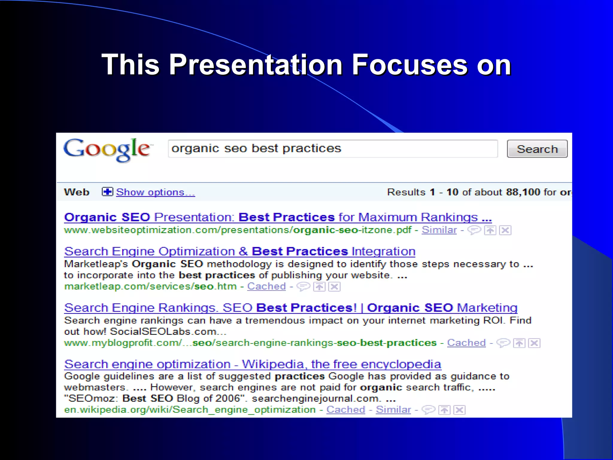 This Presentation Focuses onThis Presentation Focuses on
 