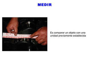 MEDIR

Es comparar un objeto con una
unidad previamente establecida

 