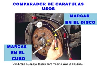 COMPARADOR DE CARATULAS
USOS
MARCAS
EN EL DISCO

MARCAS
EN EL
CUBO
Con brazo de apoyo flexible para medir el alabeo del disco

 