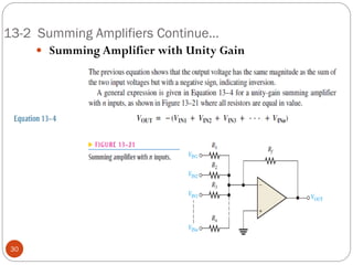 13-2 Summing Amplifiers Continue… 
 Summing Amplifier with Unity Gain 30  
