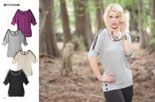 23 24
BG88
Blusón
Botones en pretina, hombro abierto
96 Ivory, 82 Plata Jaspe,
10 Negro, 29 Grosella,
Ch, Me, Gr, Xg
Poliéster, Rayón, Spandex
$229
PC3016030
LT61
Pantalón
Entubado, corte colombiano
10 Negro
Ch, Me, Gr, Xg
Poliéster, Elastano
$ 299
PC0120981
(Catálogo Línea)
 