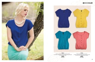 25 26
BK20
Blusón con elástico en cintura y botones al frente
61 Amarillo, 72 Verde Jade, 55 Azul Imperial, 48 Coral Profundo
Ch, Me, Gr, Xg / Rayón
$229
PC6716011
QS08
Falda forrada, con elástico en cintura
10 Negro, 60 Verde Esmeralda, 55 Azul Imperial, 06 Café
Ch, Me, Gr, Xg / Poliéster, Rayón, Spandex
$269
PC8118846
 