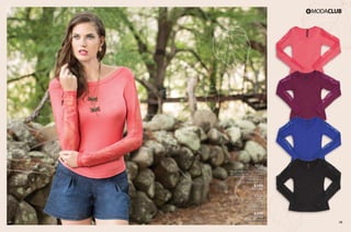 4847
AF54
Blusa
Manga larga, encaje en mangas
48 Coral profundo, 29 Grosella,
55 Azul Imperial, 10 Negro
Ch, Me, Gr, Xg
Poliéster, Rayón, Spandex
$199
PC9213930
PV36
Short
Con detalle en valenciana
15 Arena
Ch, Me, Gr, Xg
Gabardina
$399
PC6927920
(Catálogo Línea)
 