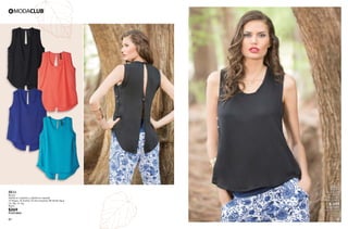 61 62
LT67
Pantalón
Tela estampada
09 Marino
Ch, Me, Gr, Xg
Poliéster, Elastano
$ 299
PC4920987
(Catálogo Línea)
BI34
Blusón
Aletilla en costados y detalle en espalda
10 Negro, 42 Sorbet, 55 Azul Imperial, 88 Verde Agua
Ch, Me, Gr, Xg
Rayón
$269
PC6918826
 