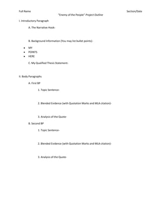 Basic Outline Template Basic Outline Template