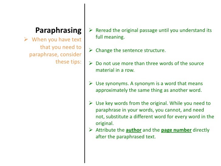 Paraphrasing Examples MLA