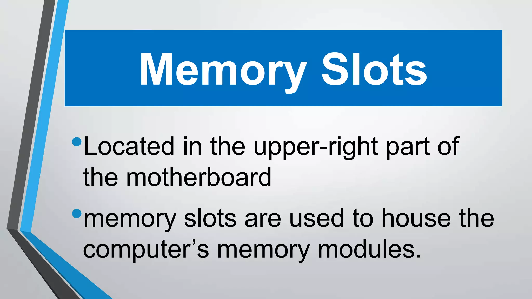 BASIC PARTS OF MOTHERBOARD.pptx | Computer Peripherals | Computing