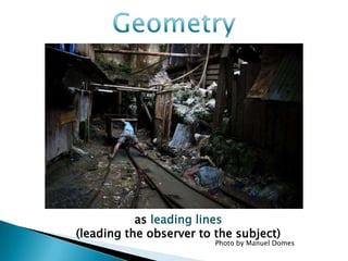 as leading lines
(leading the observer to the subject)
                         Photo by Manuel Domes
 