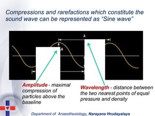Compressions and rarefactions which constitute the sound wave can be represented as “Sine wave” Amplitude  -  maximal comp...
