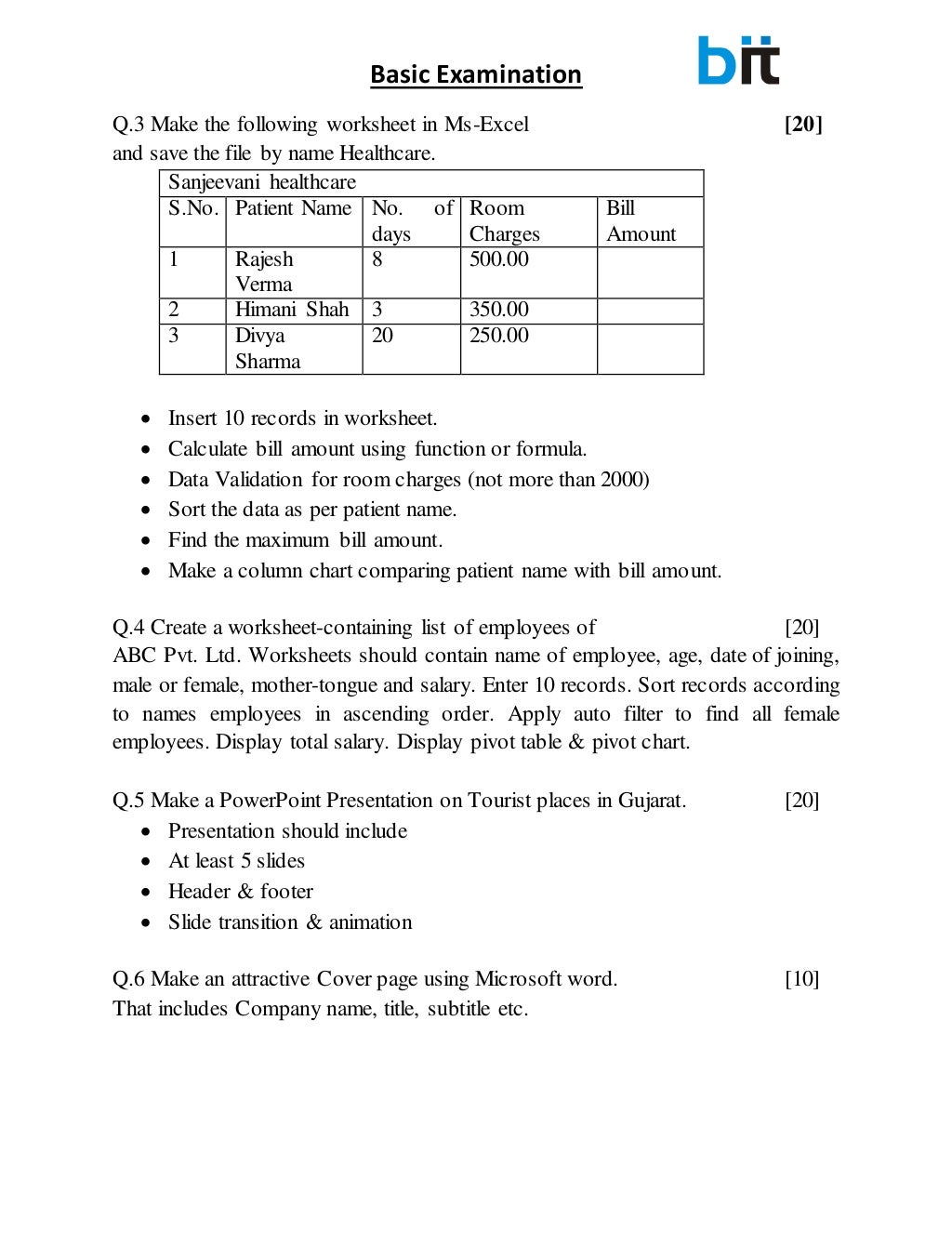 Basic practical exam