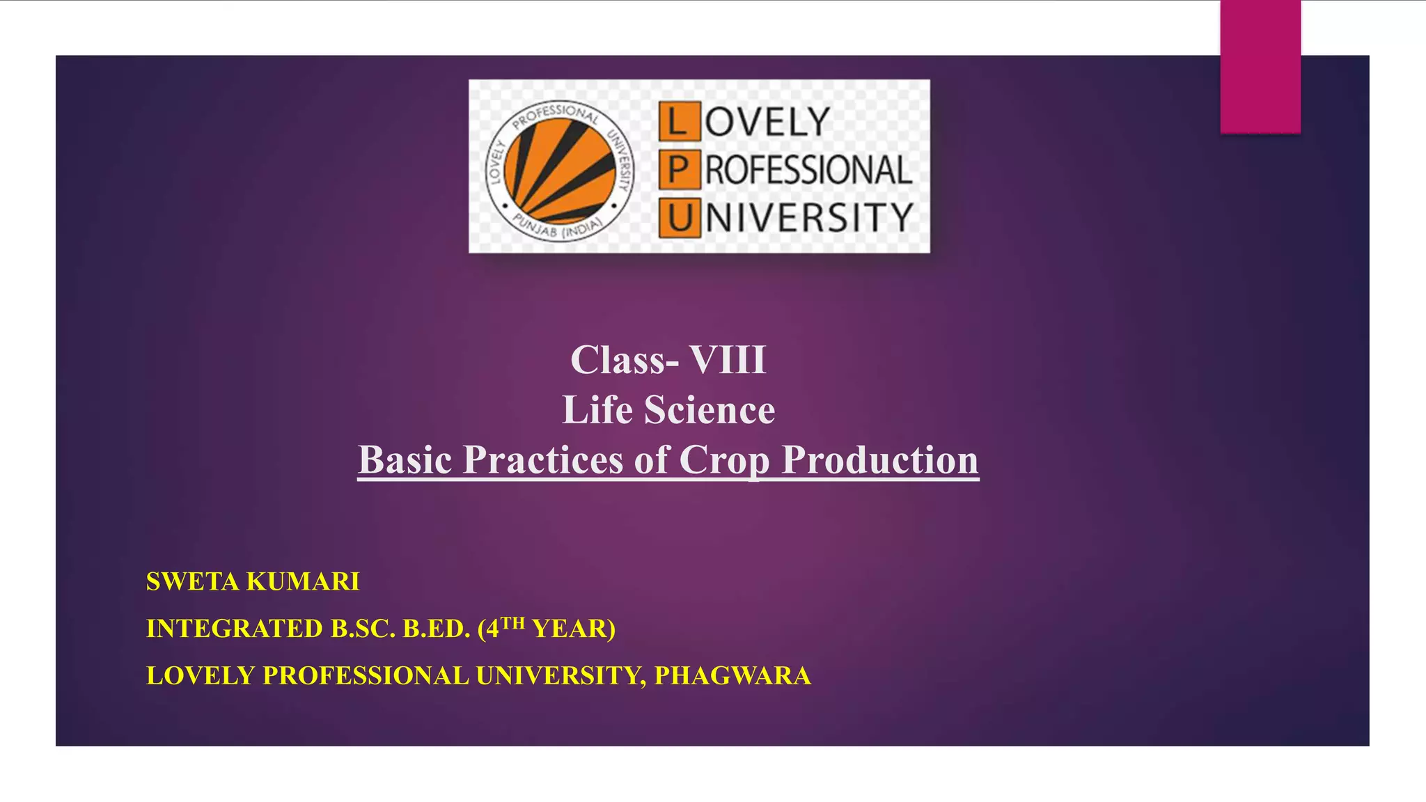 Basic practices of crop production PPT
