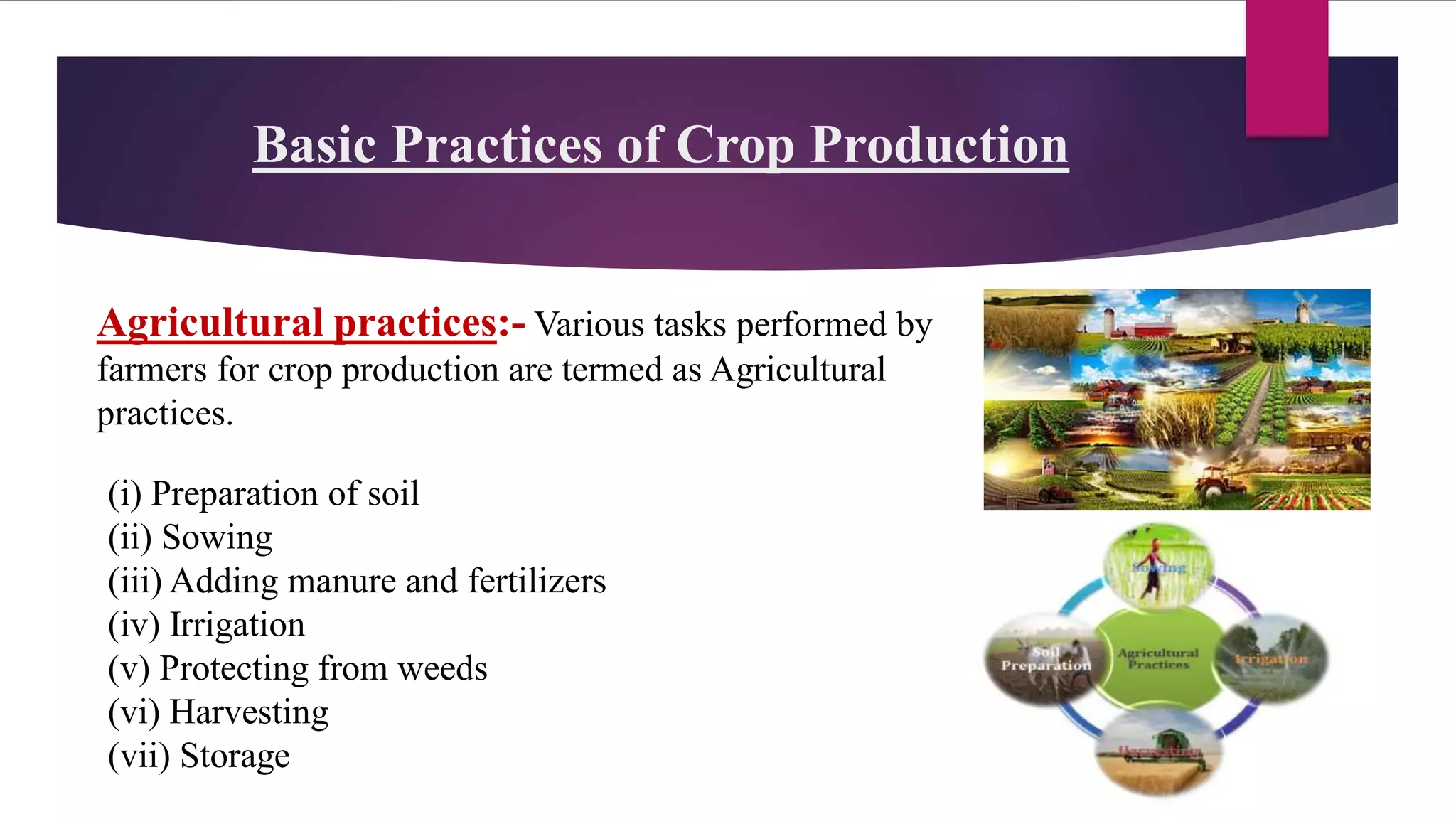 Basic Practices Of Crop Production