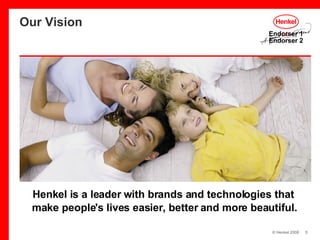 Our Vision Henkel is a leader with brands and technologies that  make people's lives easier, better and more beautiful. 