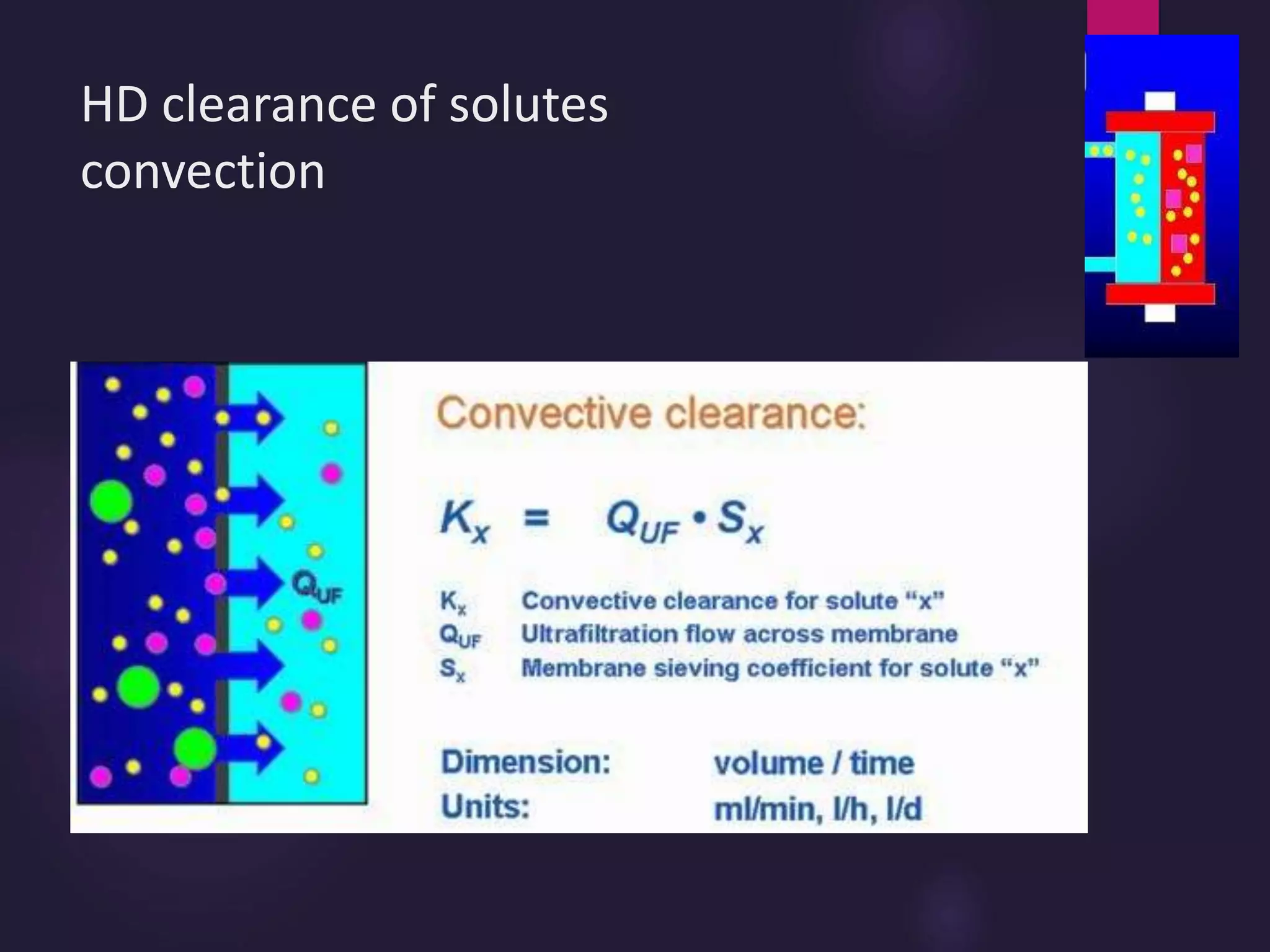 HD clearance of solutes
convection
 