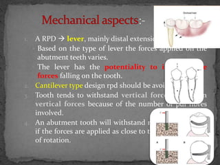 Lever System Rpd Basic principles of removable partial denture design copy | PPTX