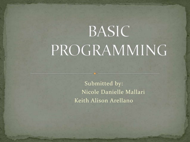 Basic programming | PPT