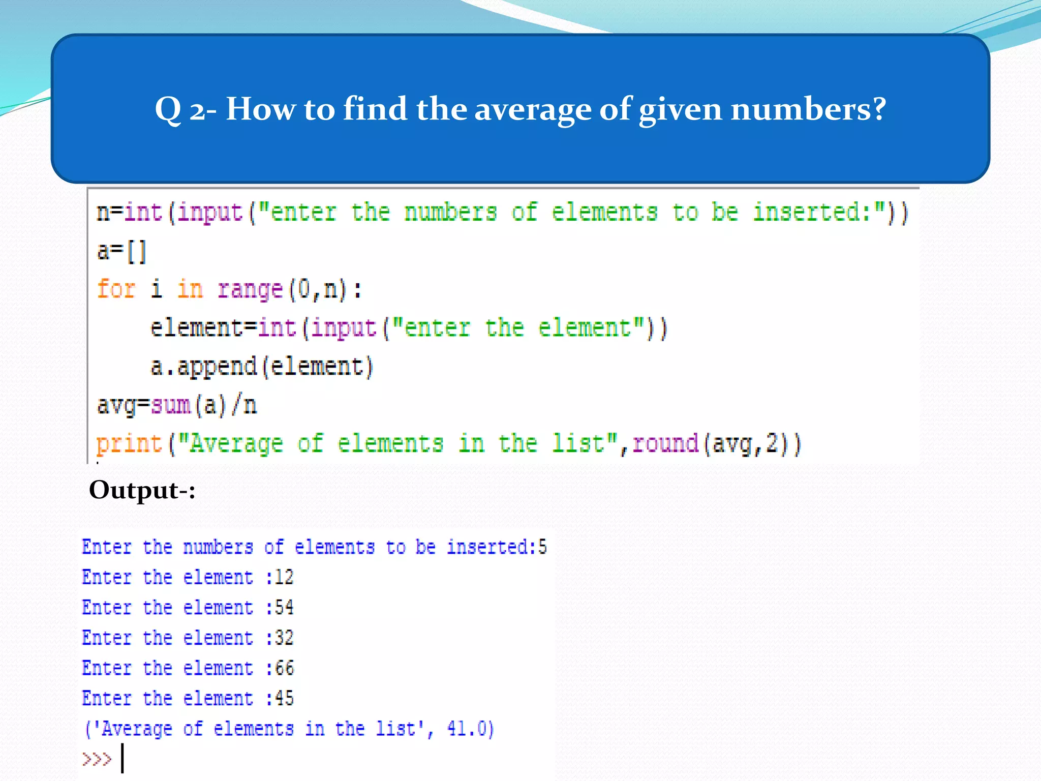 Basic programs in python | PPT