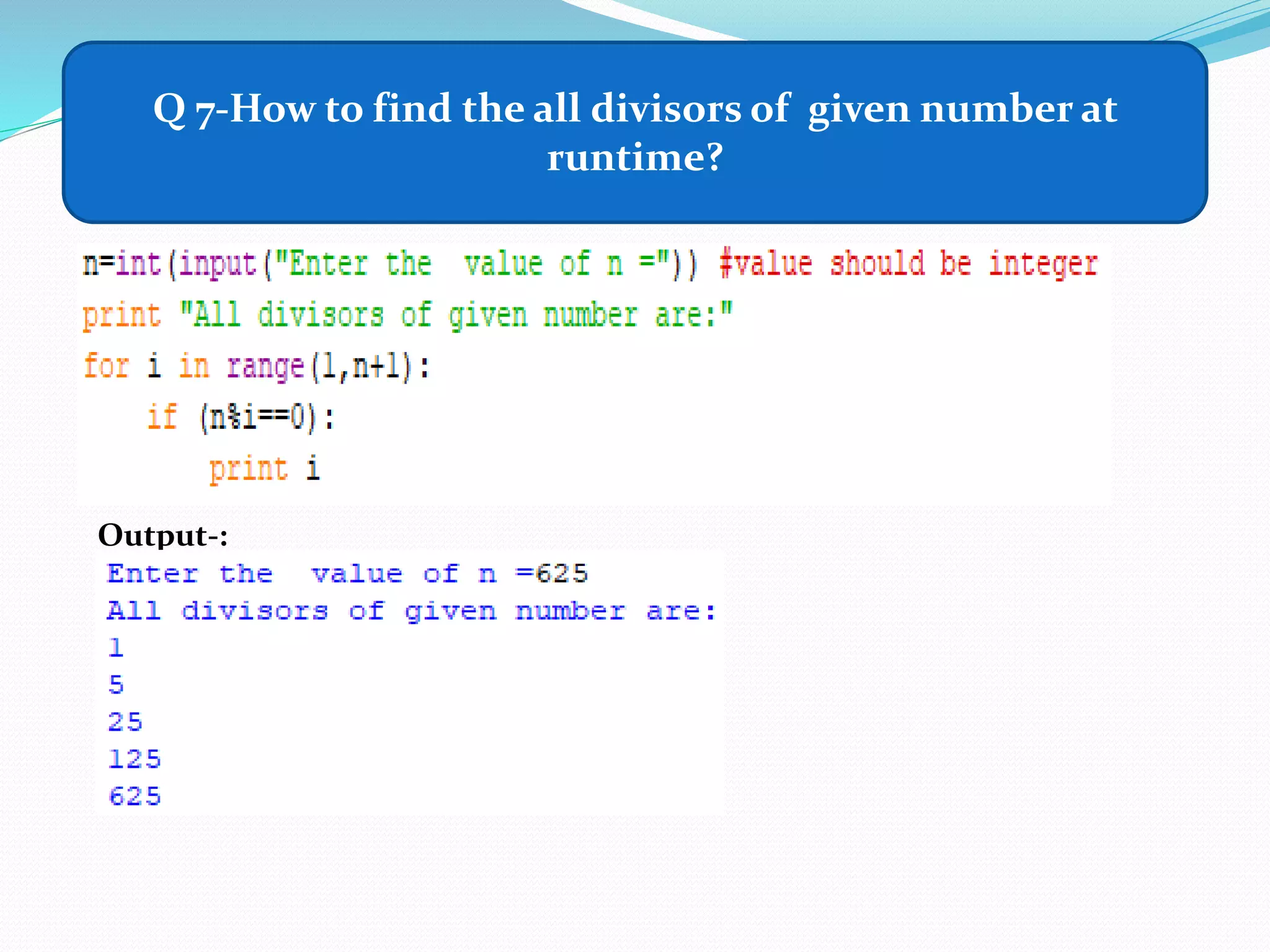 Basic Programs In Python
