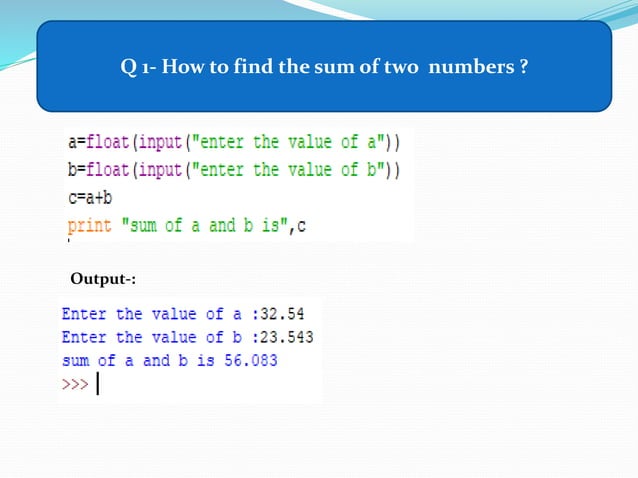 Basic programs in python | PPT