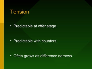 Tension

• Predictable at offer stage


• Predictable with counters


• Often grows as difference narrows
 
