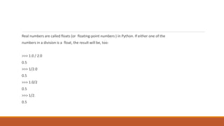 Real Or Float Python python chapter 1 | PPTX