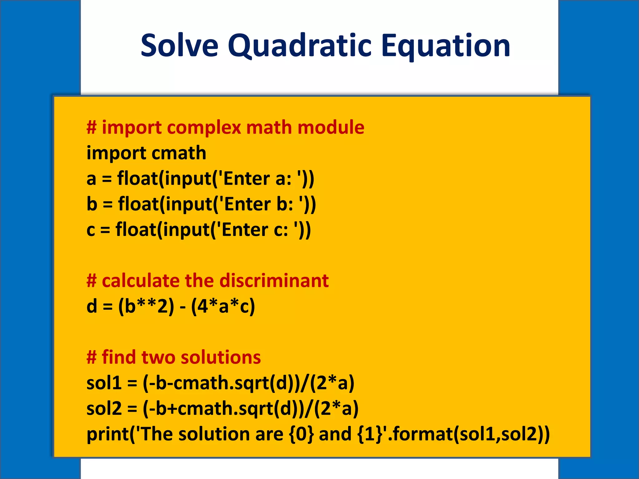 Basic python programs | PPTX