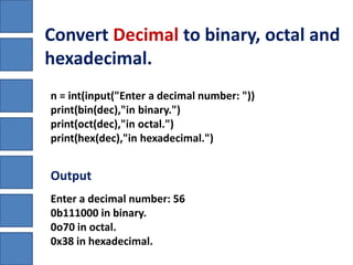 Basic python programs | PPTX
