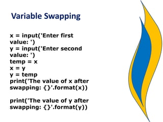 Basic python programs | PPTX | Programming Languages | Computing