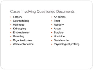 forensic questioned document examination | PPTX