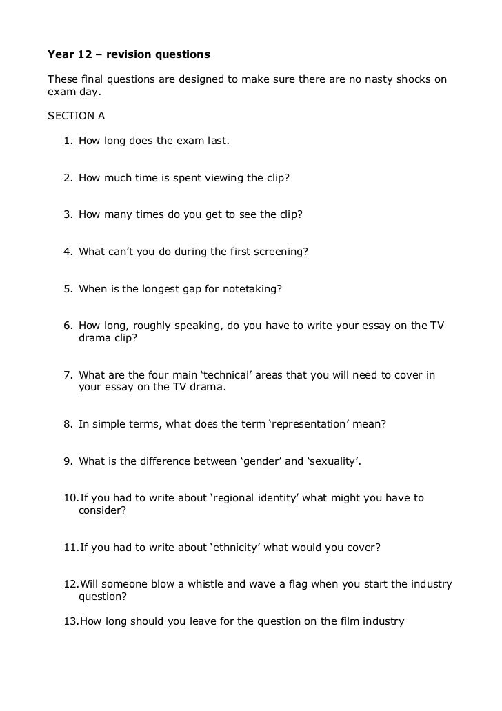 Basic Questions On Exam Structure Basic Questions On Exam Structure Year Revision Questionsthese Final Questions Are Designed To Make Sure There Are No Nasty Personal Statement For Sales also English Essay Topics For Students High School Application Essay Sample