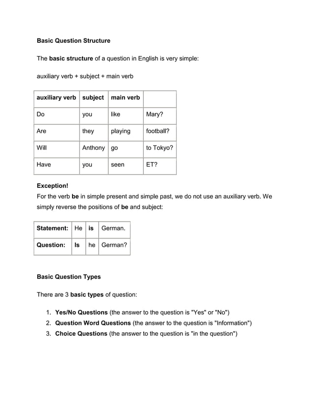 Basic question structure | DOCX