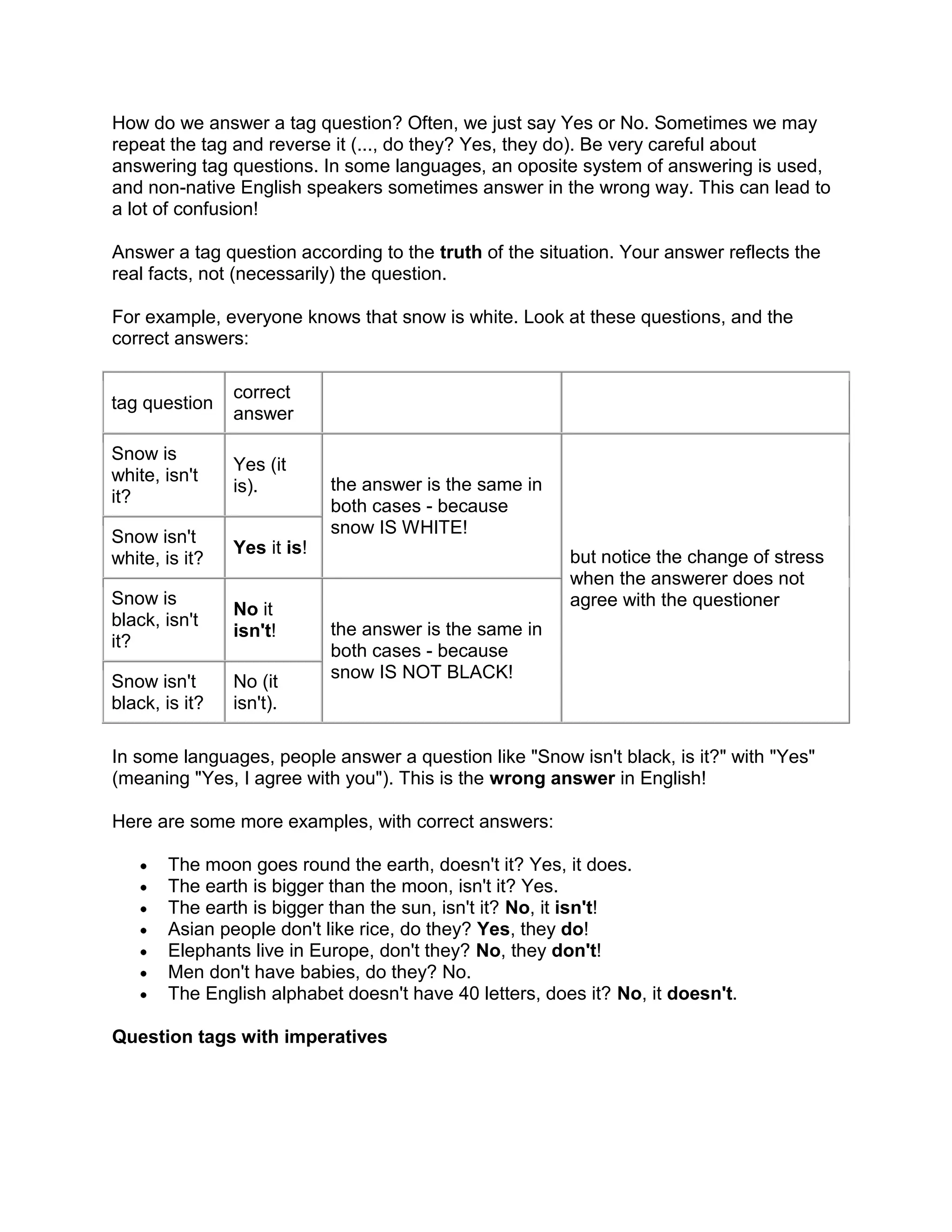 Basic question types