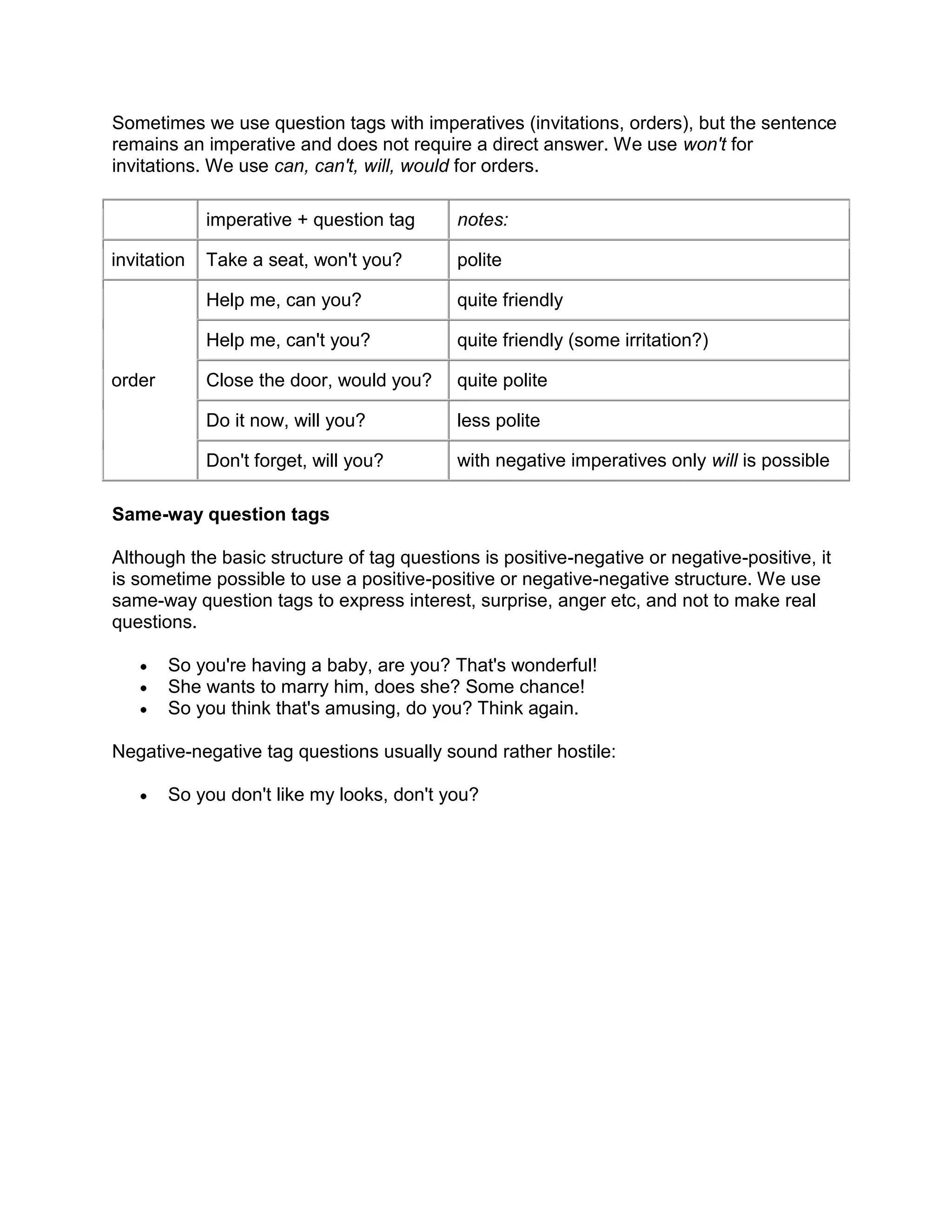 Basic question types