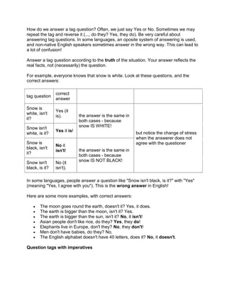 Basic question types