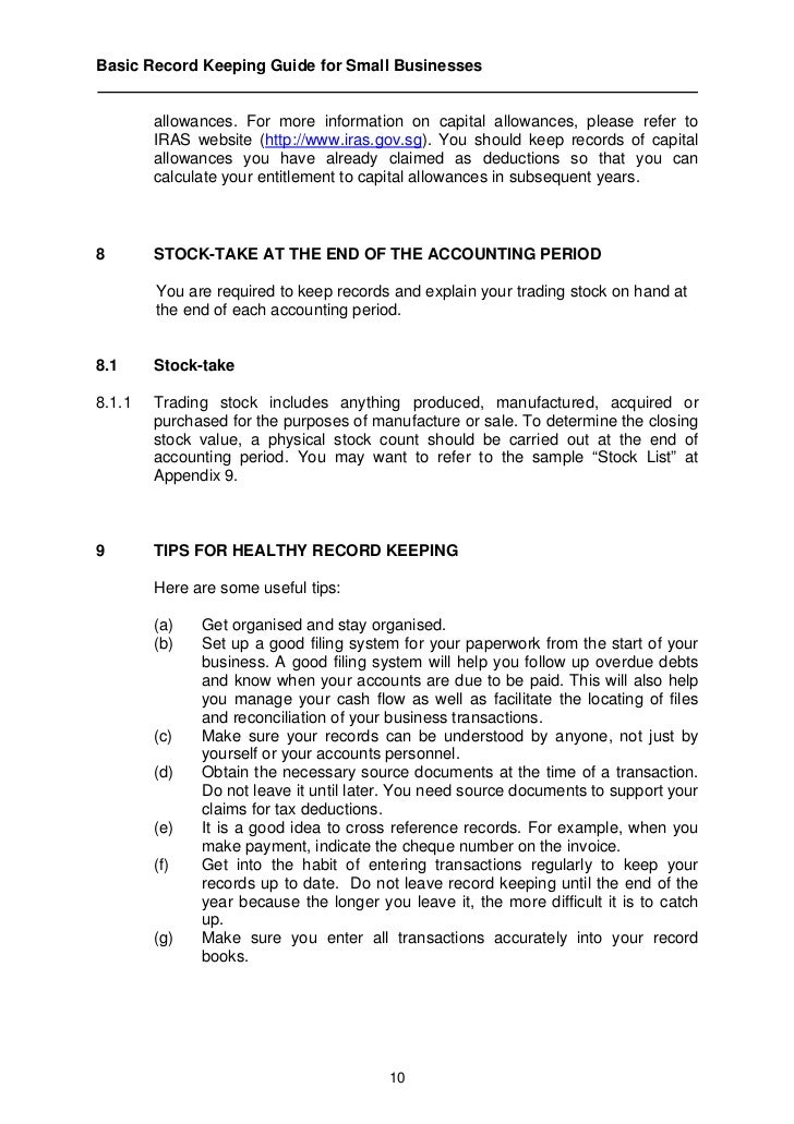 Basic record keeping guide for small businesses