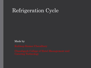 Refrigeration Cycle
Made by
Kuldeep Kumar Choudhary
Chandigarh College of Hotel Management and
Catering Technology
 