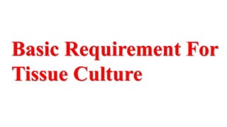 Basic Requirement For
Tissue Culture
 