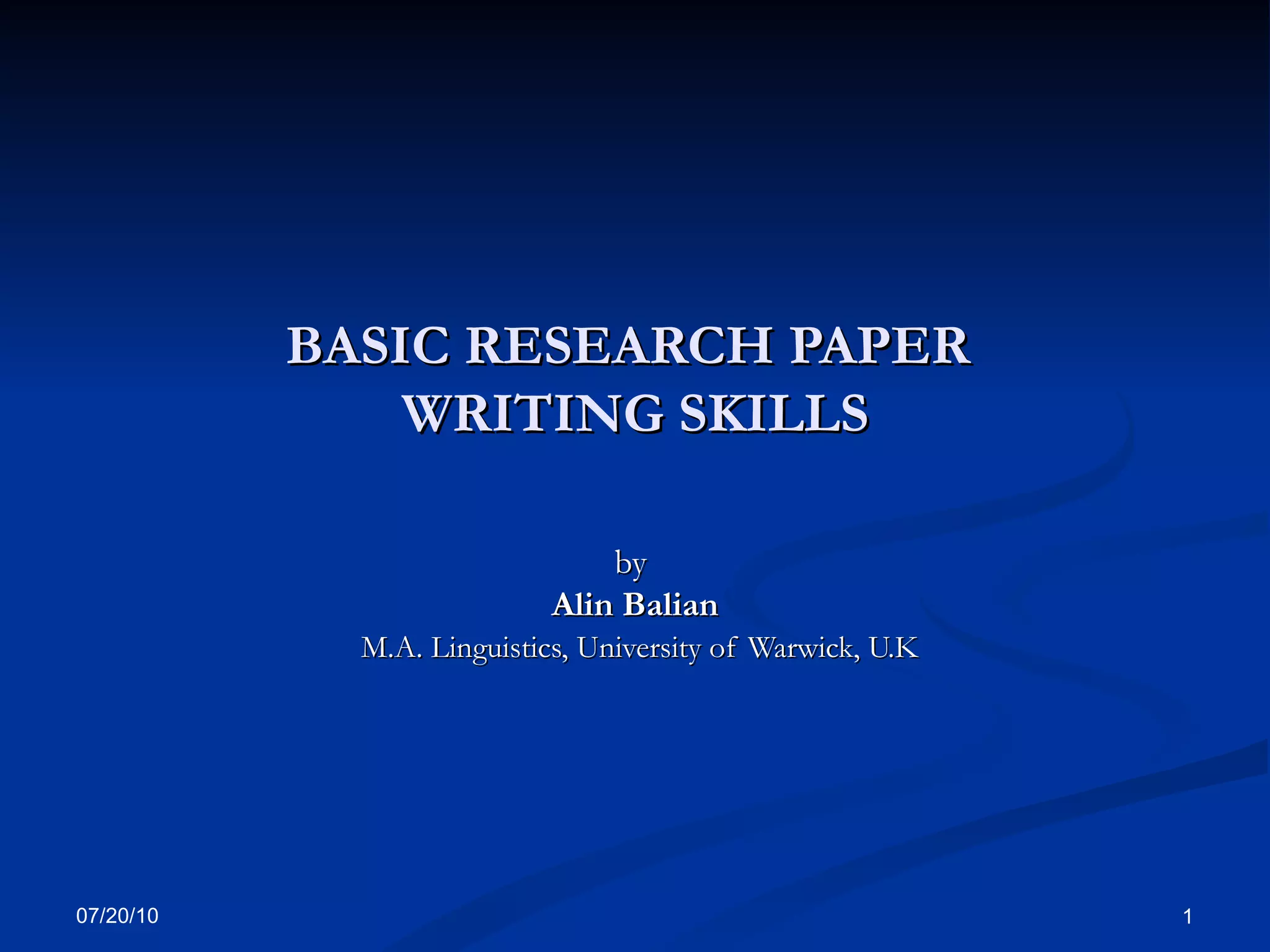 Research Paper Writing Skills