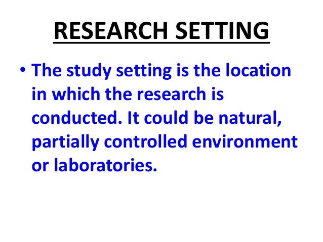 what is study setting in research pdf