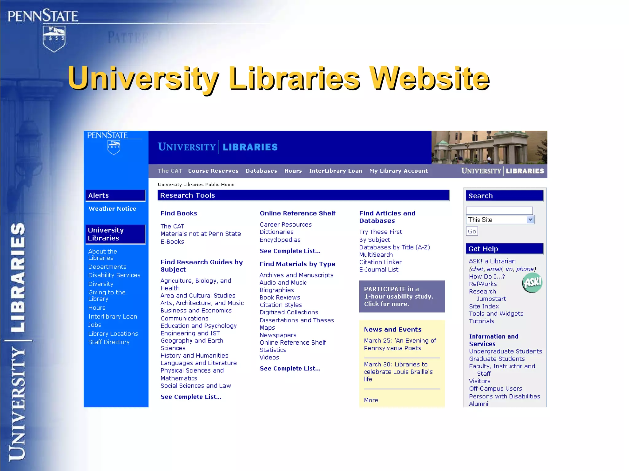 University Libraries Website 